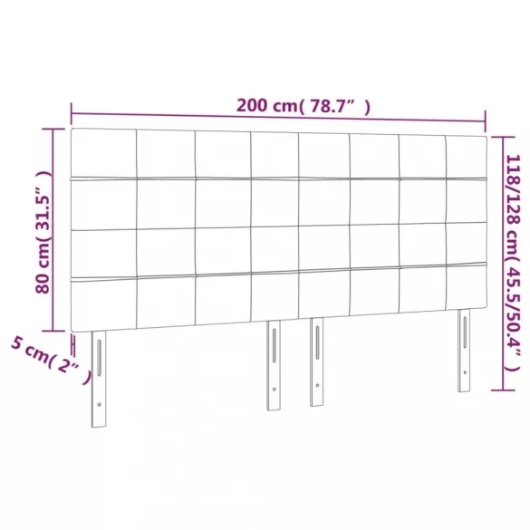 sötétszürke szövet LED-es fejtámla 200x5x118/128 cm