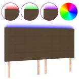 sötétbarna szövet LED-es fejtámla 200x5x118/128 cm