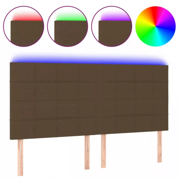 sötétbarna szövet LED-es fejtámla 200x5x118/128 cm