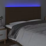 sötétbarna szövet LED-es fejtámla 200x5x118/128 cm