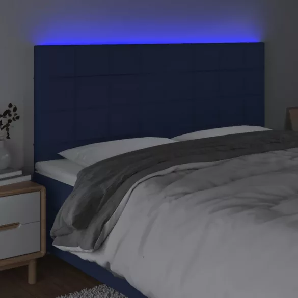kék szövet LED-es fejtámla 200x5x118/128 cm