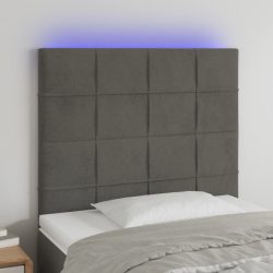 sötétszürke bársony LED-es fejtámla 80x5x118/128 cm