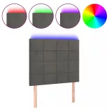 sötétszürke bársony LED-es fejtámla 80x5x118/128 cm