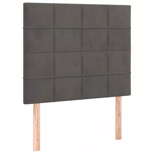 sötétszürke bársony LED-es fejtámla 80x5x118/128 cm