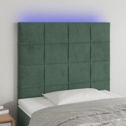 sötétzöld bársony LED-es fejtámla 80x5x118/128 cm