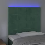 sötétzöld bársony LED-es fejtámla 80x5x118/128 cm