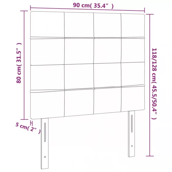 rózsaszín bársony LED-es fejtámla 90x5x118/128 cm