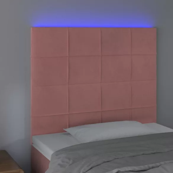 rózsaszín bársony LED-es fejtámla 100x5x118/128 cm