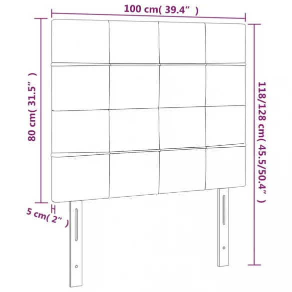 rózsaszín bársony LED-es fejtámla 100x5x118/128 cm