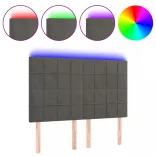 sötétszürke bársony LED-es fejtámla 144x5x118/128 cm