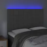 sötétszürke bársony LED-es fejtámla 144x5x118/128 cm