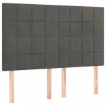 sötétszürke bársony LED-es fejtámla 144x5x118/128 cm