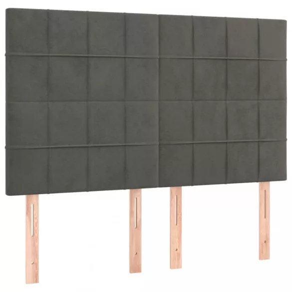 sötétszürke bársony LED-es fejtámla 144x5x118/128 cm