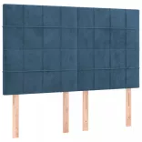 sötétkék bársony LED-es fejtámla 144x5x118/128 cm