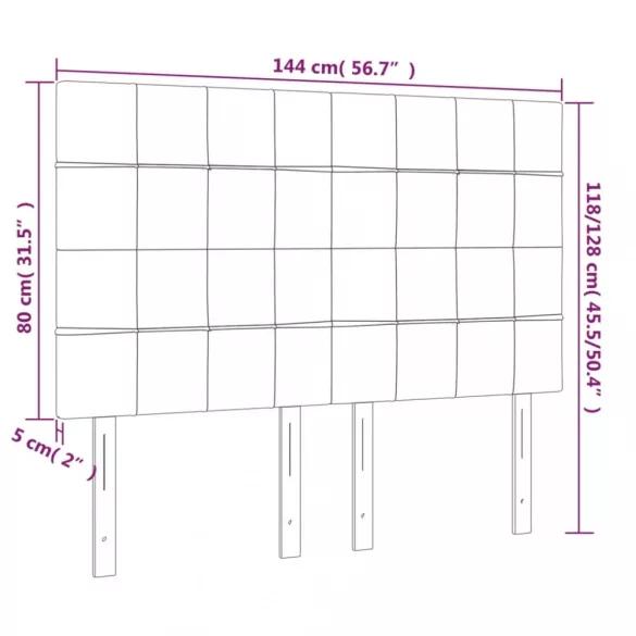 sötétkék bársony LED-es fejtámla 144x5x118/128 cm