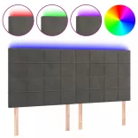 sötétszürke bársony LED-es fejtámla 160x5x118/128 cm
