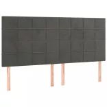 sötétszürke bársony LED-es fejtámla 160x5x118/128 cm