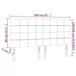 sötétkék bársony LED-es fejtámla 160x5x118/128 cm