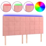 rózsaszín bársony LED-es fejtámla 160x5x118/128 cm