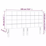 sötétszürke bársony LED-es fejtámla 180x5x118/128 cm