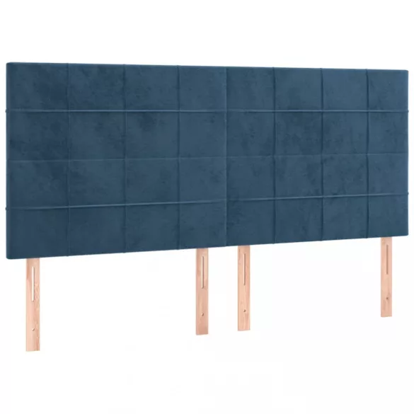sötétkék bársony LED-es fejtámla 180x5x118/128 cm