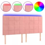 rózsaszín bársony LED-es fejtámla 180x5x118/128 cm