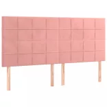 rózsaszín bársony LED-es fejtámla 180x5x118/128 cm