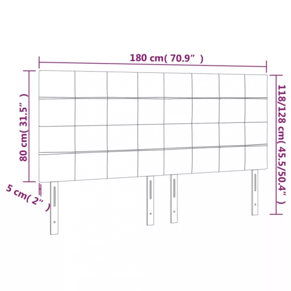 rózsaszín bársony LED-es fejtámla 180x5x118/128 cm