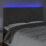 sötétszürke bársony LED-es fejtámla 200x5x118/128 cm
