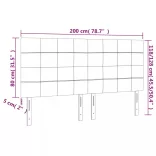 sötétszürke bársony LED-es fejtámla 200x5x118/128 cm