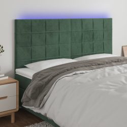 sötétzöld bársony LED-es fejtámla 200x5x118/128 cm