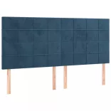 sötétkék bársony LED-es fejtámla 200x5x118/128 cm