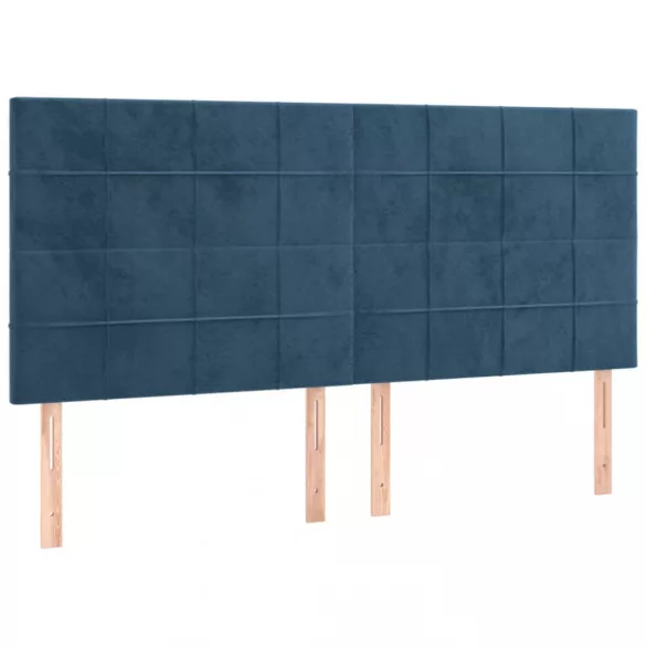 sötétkék bársony LED-es fejtámla 200x5x118/128 cm