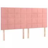 rózsaszín bársony LED-es fejtámla 200x5x118/128 cm
