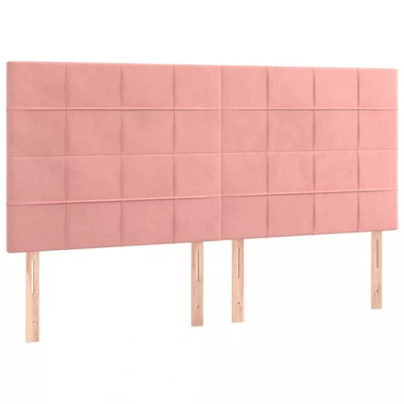 rózsaszín bársony LED-es fejtámla 200x5x118/128 cm