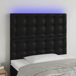 fekete műbőr LED-es fejtámla 80x5x118/128 cm