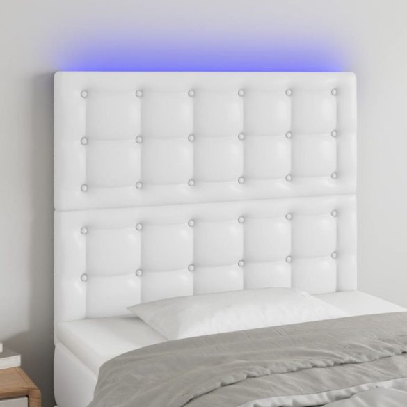 fehér műbőr LED-es fejtámla 80x5x118/128 cm