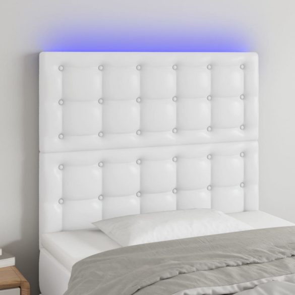 fehér műbőr LED-es fejtámla 90x5x118/128 cm