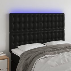 fekete műbőr LED-es fejtámla 144x5x118/128 cm