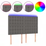 szürke műbőr LED-es fejtámla 144x5x118/128 cm