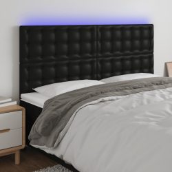 fekete műbőr LED-es fejtámla 180x5x118/128 cm