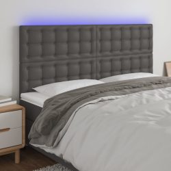 szürke műbőr LED-es fejtámla 200x5x118/128 cm