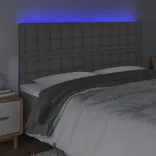 szürke műbőr LED-es fejtámla 200x5x118/128 cm