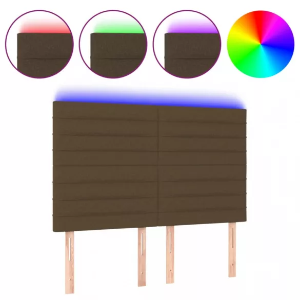 sötétbarna szövet LED-es fejtámla 144x5x118/128 cm