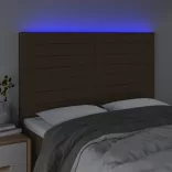 sötétbarna szövet LED-es fejtámla 144x5x118/128 cm