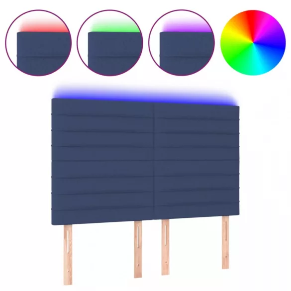 kék szövet LED-es fejtámla 144x5x118/128 cm