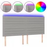 világosszürke szövet LED-es fejtámla 160x5x118/128 cm