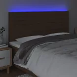sötétbarna szövet LED-es fejtámla 160x5x118/128 cm