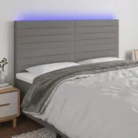 sötétszürke szövet LED-es fejtámla 180x5x118/128 cm