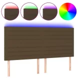 sötétbarna szövet LED-es fejtámla 180x5x118/128 cm
